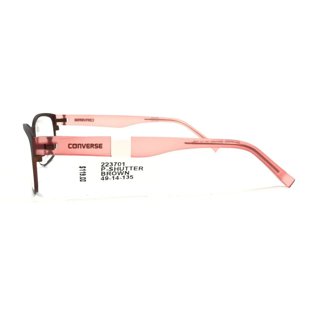 Converse Kids Eyeglasses Frames SHUTTER BROWN Red Square Full Rim 49-14-135